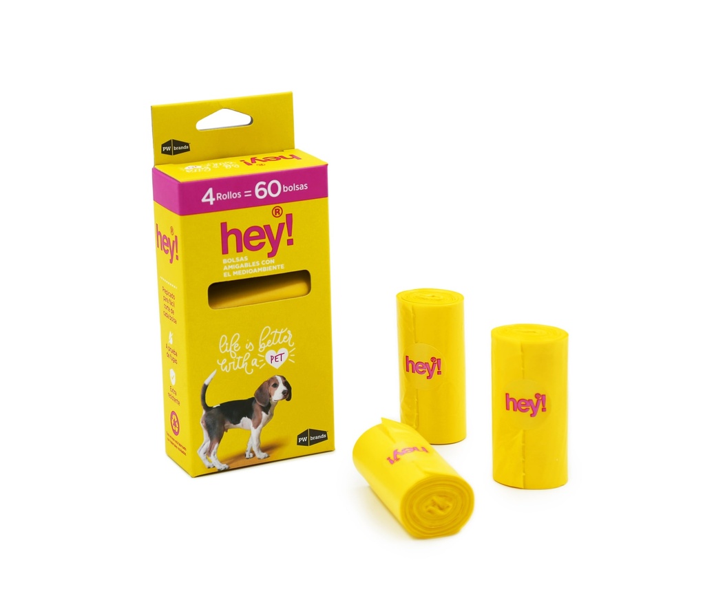 Hey!  Caja 4 Rollos de 15 Bolsas 33X23 Cm