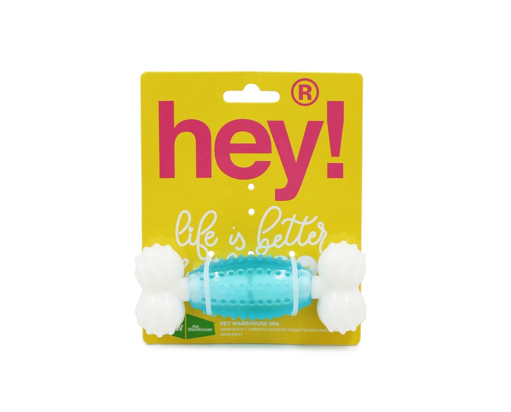 Hey! Juguete Hueso Nylon Blanco/Celeste