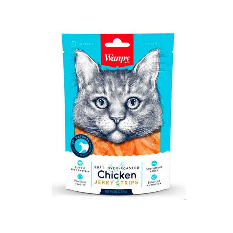 Wanpy Soft Chicken Jerky Strips For Cats