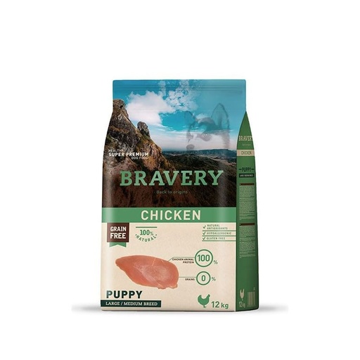[4PE040067] Bravery Chicken Puppy Large/Medium Breeds 4Kg