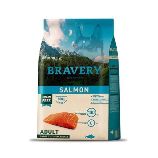 [4PE040066] Bravery Salmon Adult Large/Medium Breed 4Kg