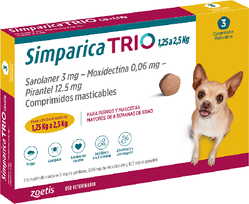 [110350] Simparica Trio 1.25 a 2.5 Kg (3 comp.)