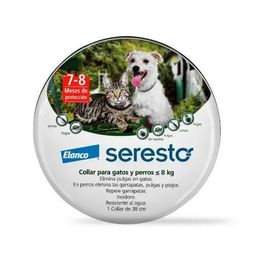 Seresto Collar para Gatos y Perros hasta 8 Kg - 38 cm