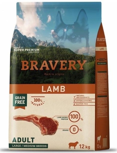 [4PE040063] Bravery Lamb Adult Large/Medium Breeds 4Kg