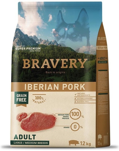 [4PE120006] Bravery Iberian Pork Adult Large/Medium Breeds 12Kg