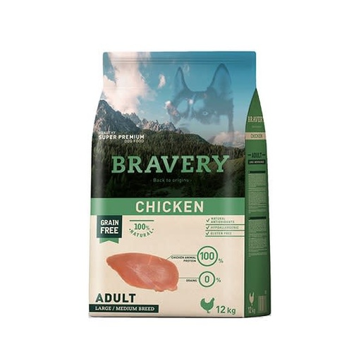 [4PE120007] Bravery Chicken Adult Large/Medium Breeds 12 Kg