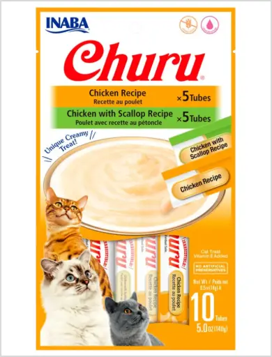 [USA612] Churu Cat Pollo + Ostión 10 Tubos